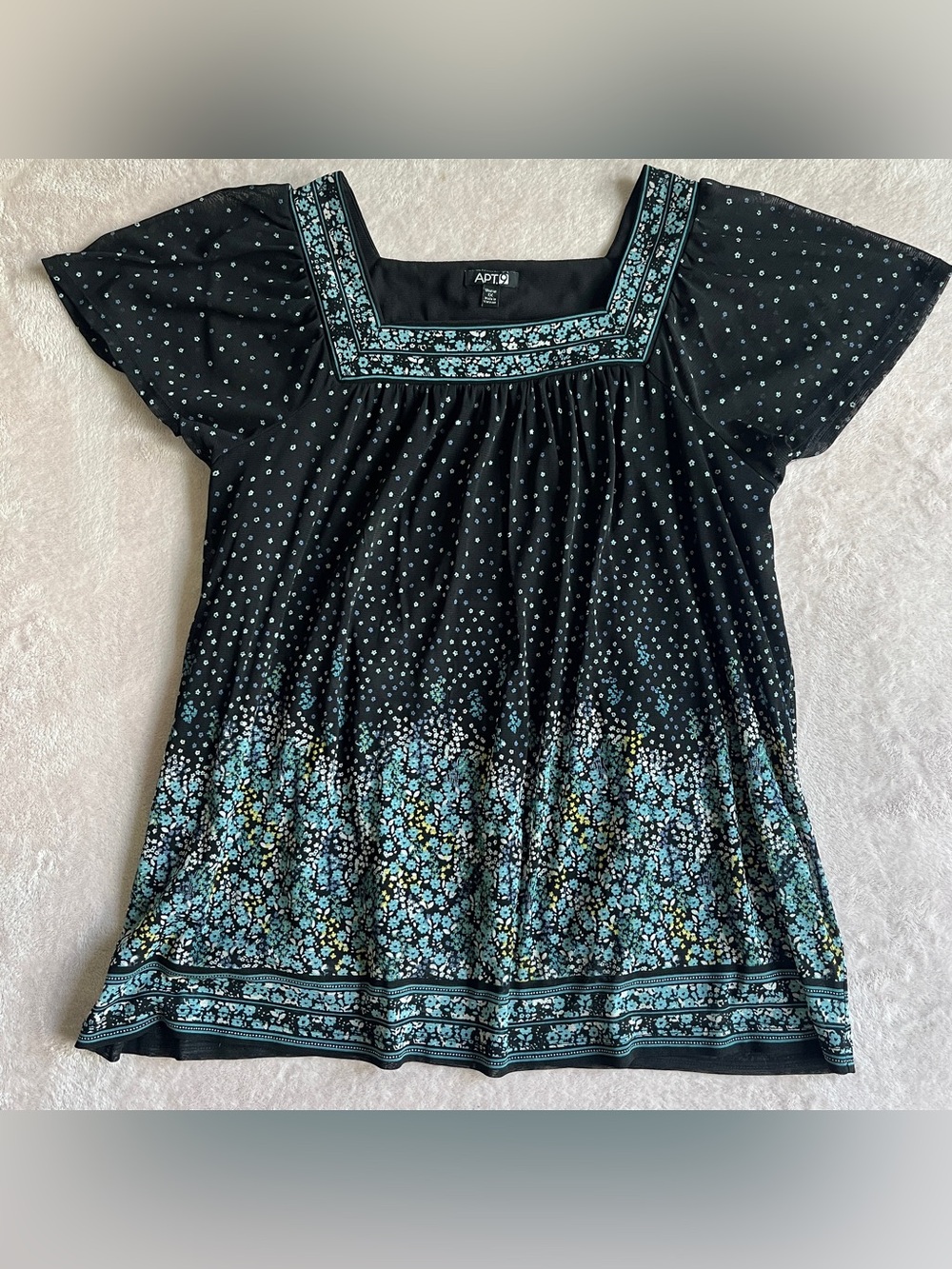 Boho Romantic Babydoll Black Floral Blouse